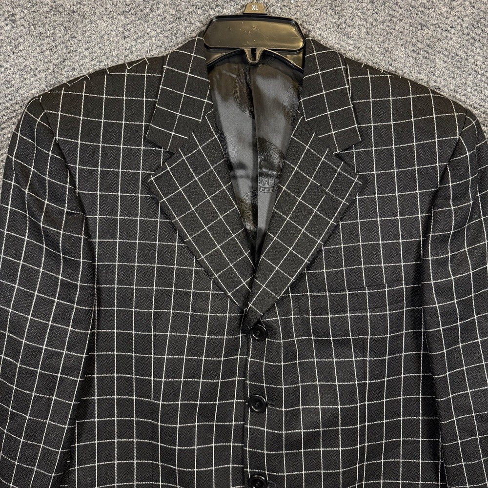 Vintage Versace Classic V2 Blazer Mens US38 Black Windowpane Silk/Wool Italy